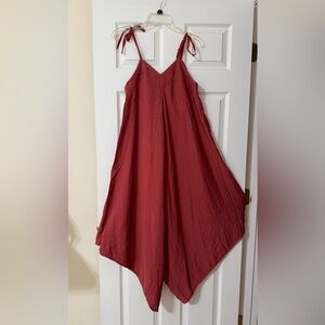 Wide leg adjustable strap jumpsuit